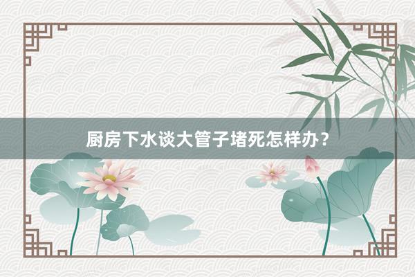 厨房下水谈大管子堵死怎样办？